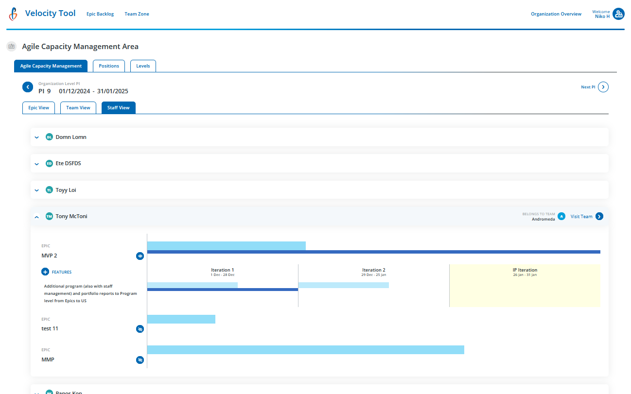 Agile Capacity Management - Staff View