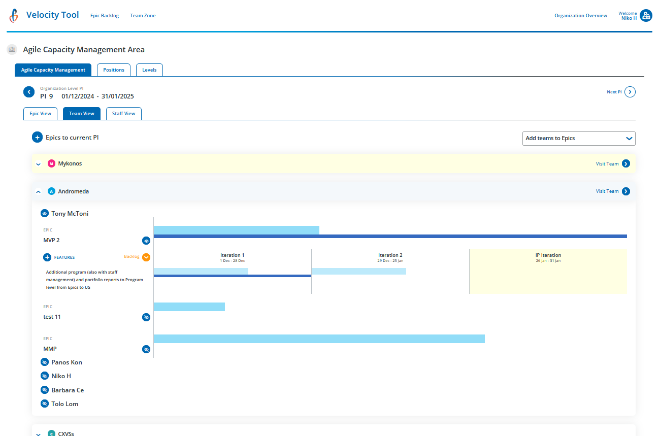 Agile Capacity Management - Team View