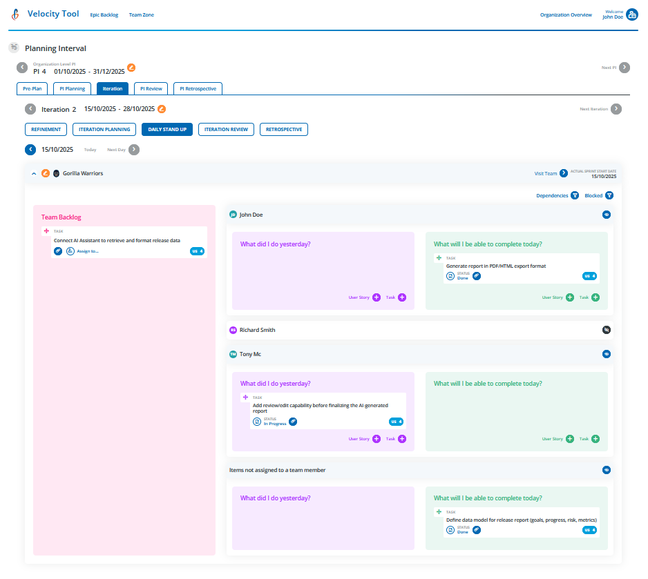 daily-stand-up Velocity Tool - Daily Stand Up (DSU)